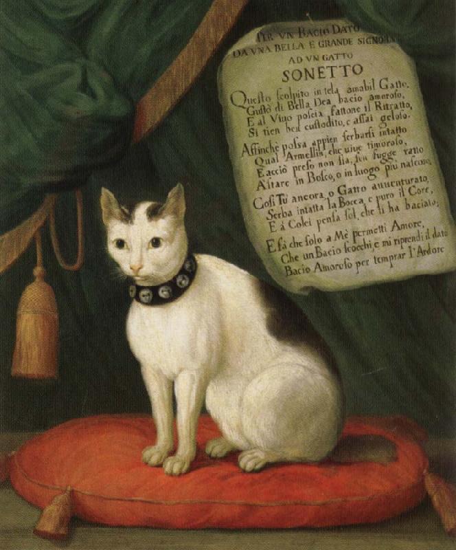unknow artist Portrait of Armellino the Cat with Sonnet oil painting image